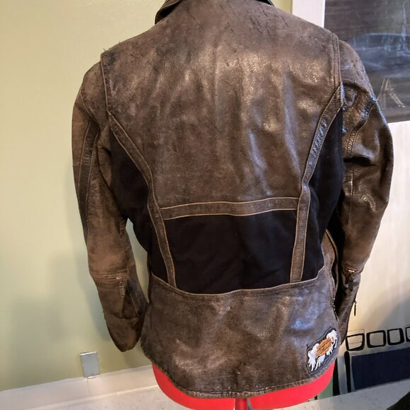 Hard to Find Vintage Harley Davidson Women's Distressed Leather Racing Jacket - Picture 2 of 11